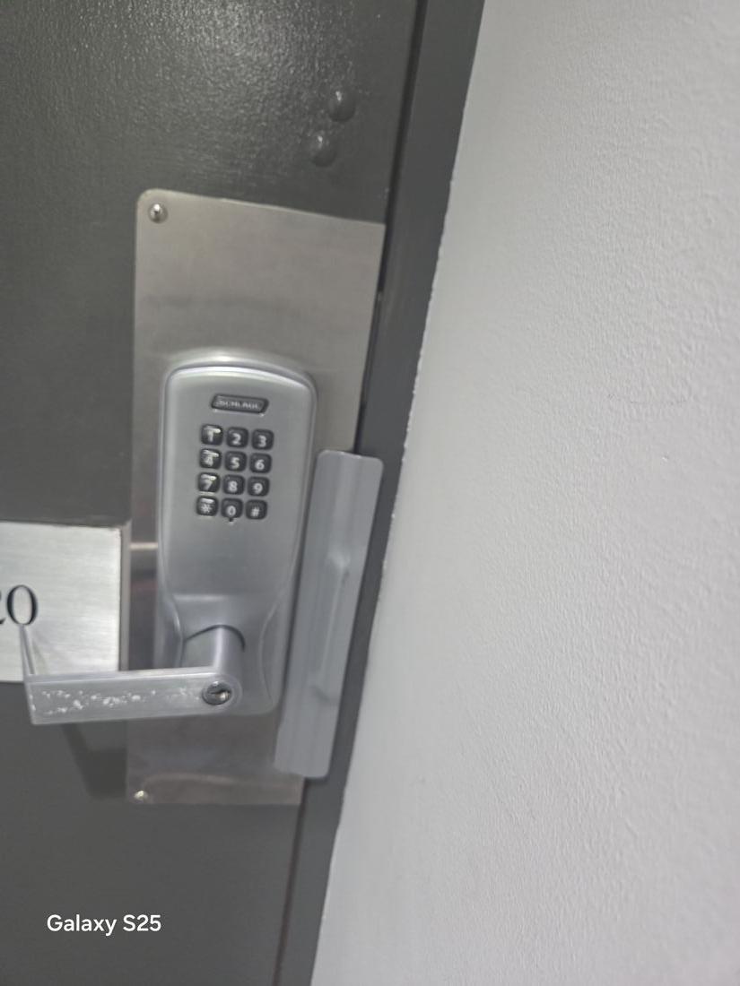 Spartan lever lock on a metal door